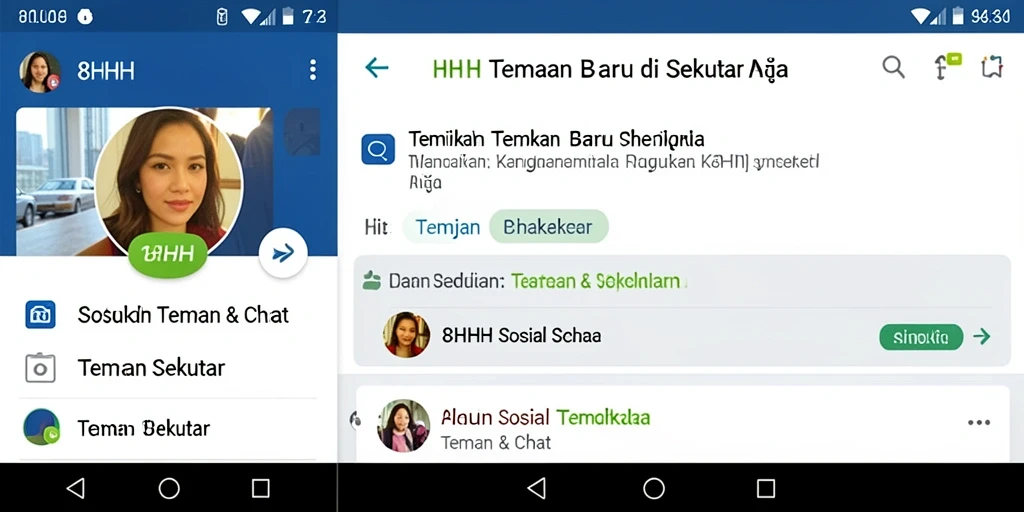 Tampilan antarmuka pengguna yang memudahkan pencarian teman baru.