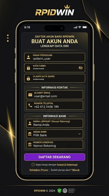 Tampilan halaman daftar rpidwin