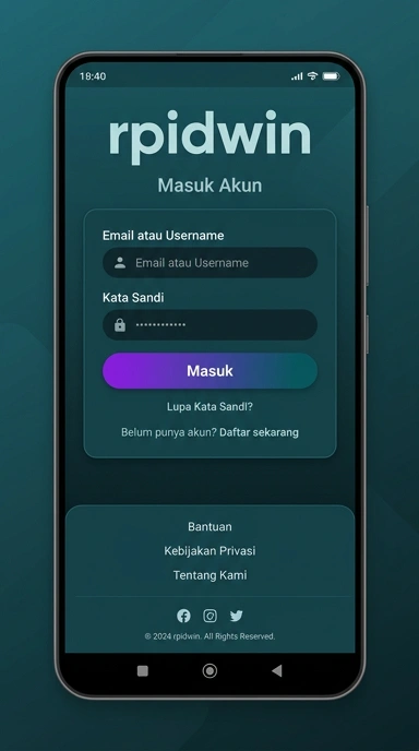 Tampilan halaman login rpidwin